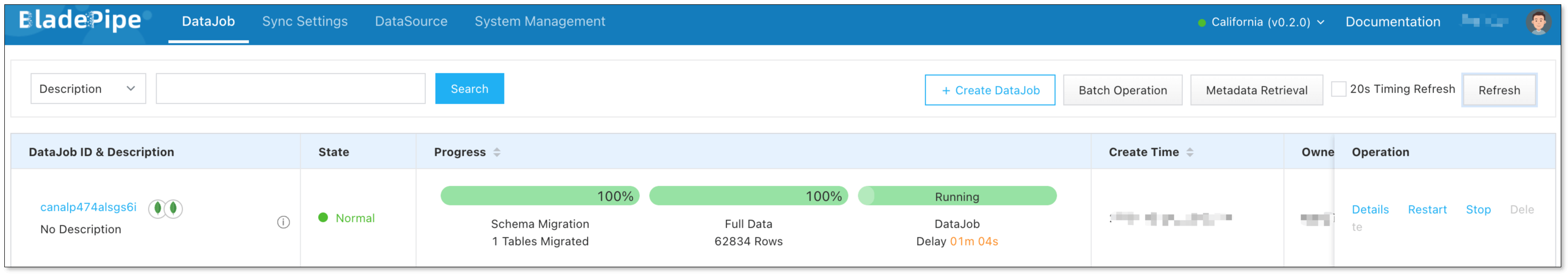 Monitor full data and incremental progress in the DataJob list
