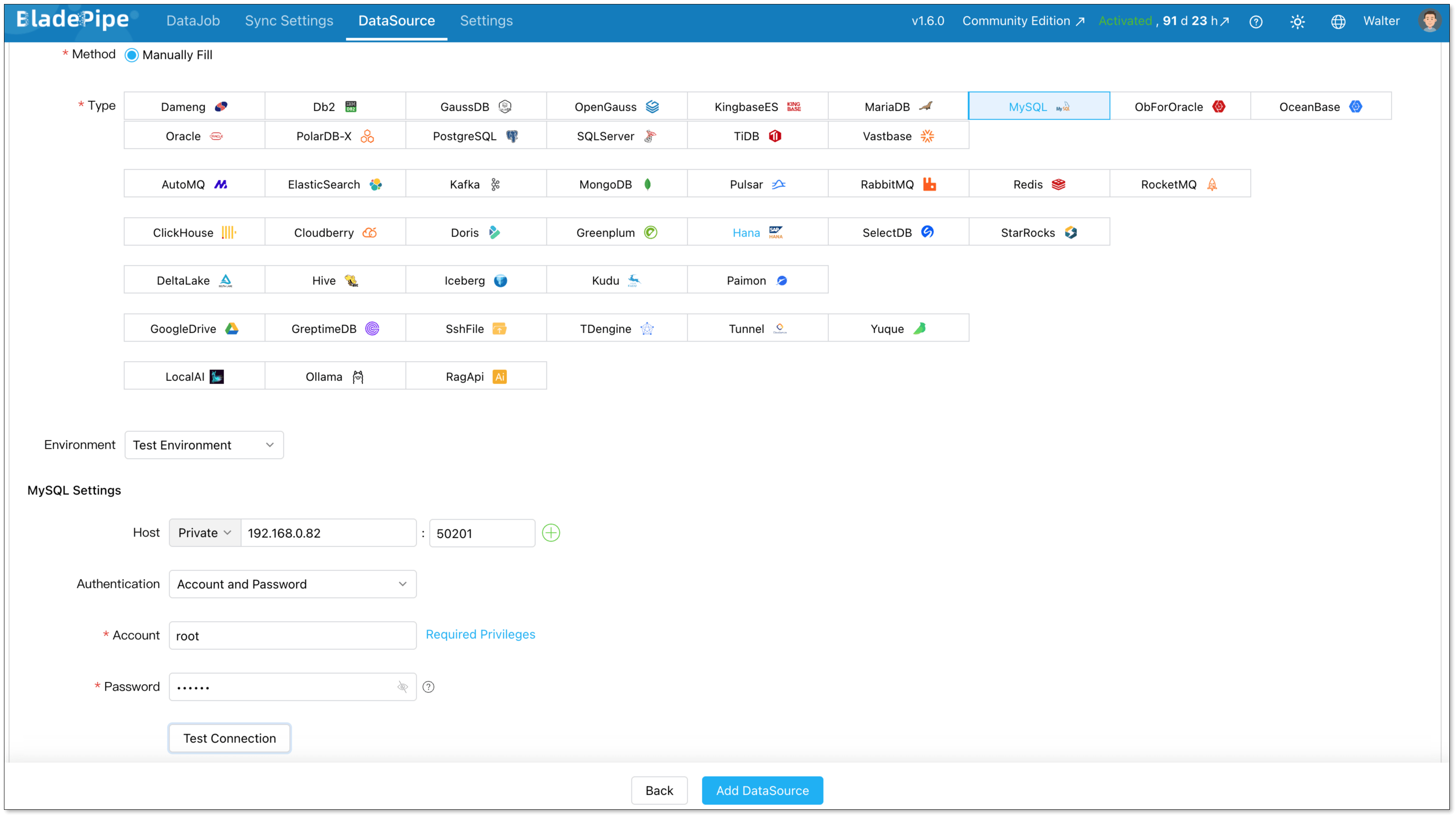 add mysql as data source