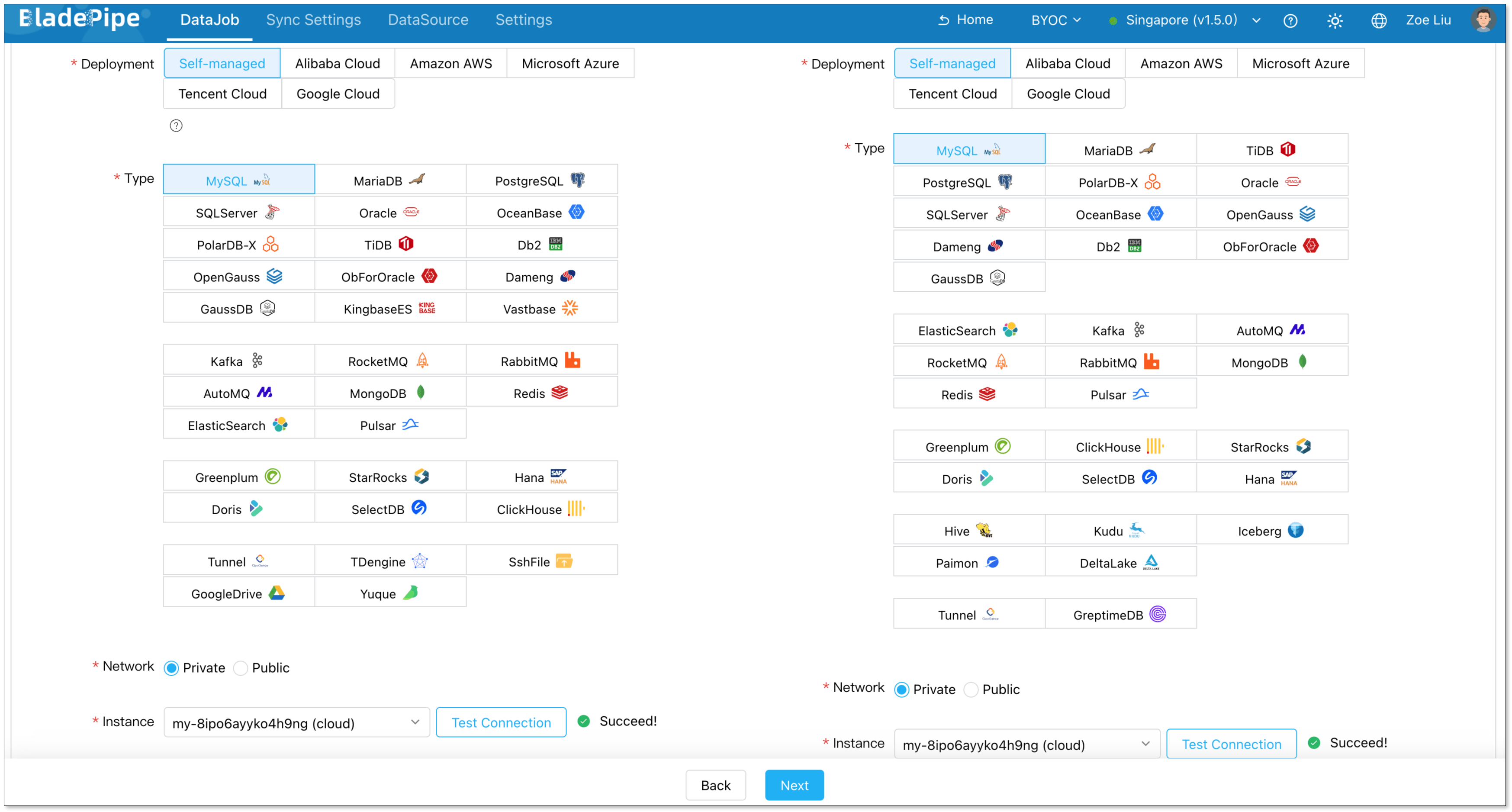 Configure Source and Target DataSources