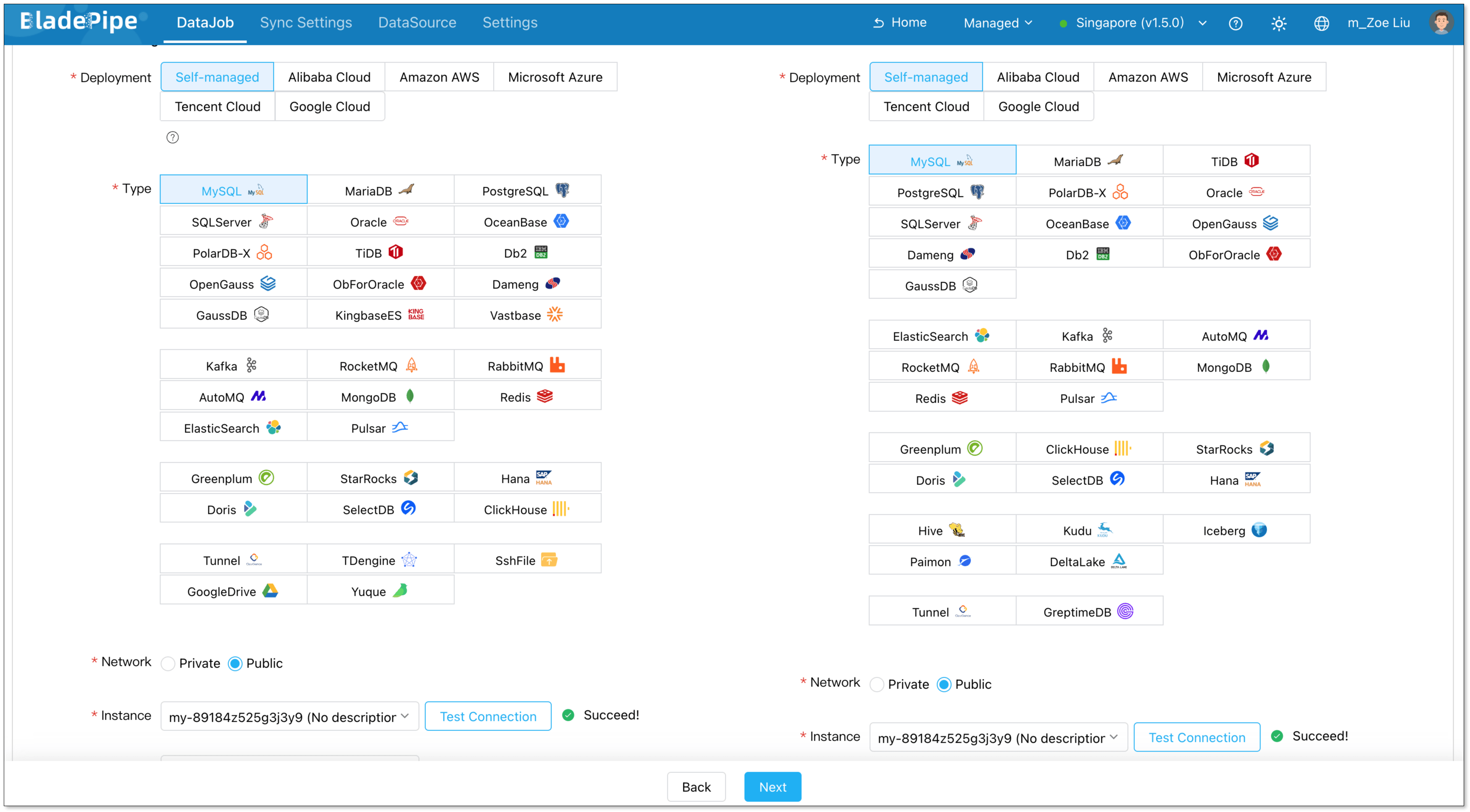 Configure Source and Target DataSources