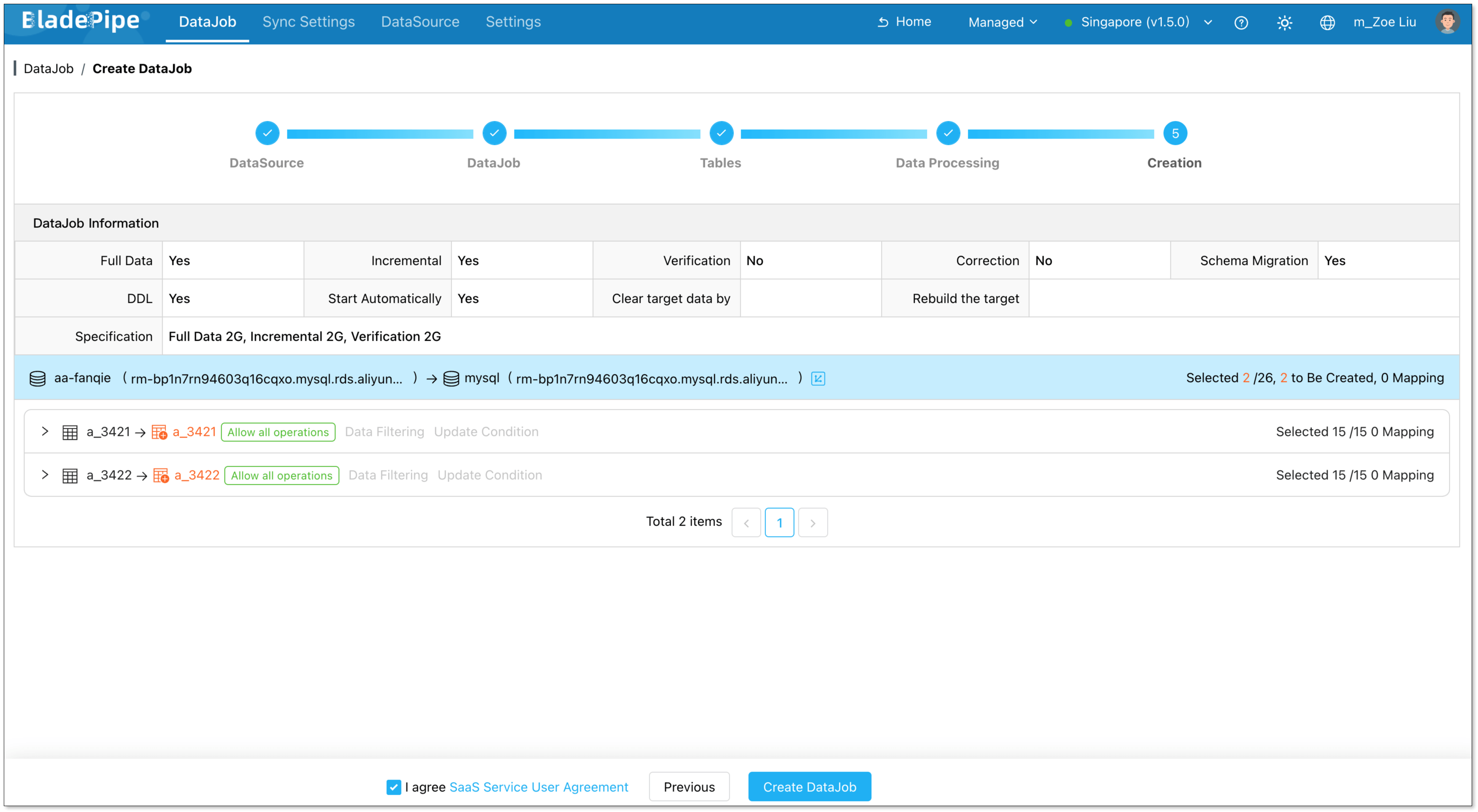 Review and Create DataJob