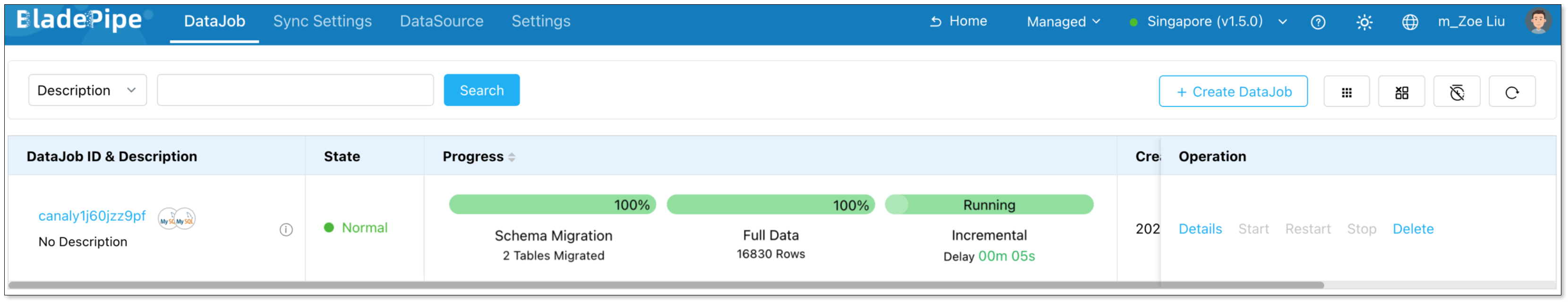 Monitor DataJob Synchronization Progress