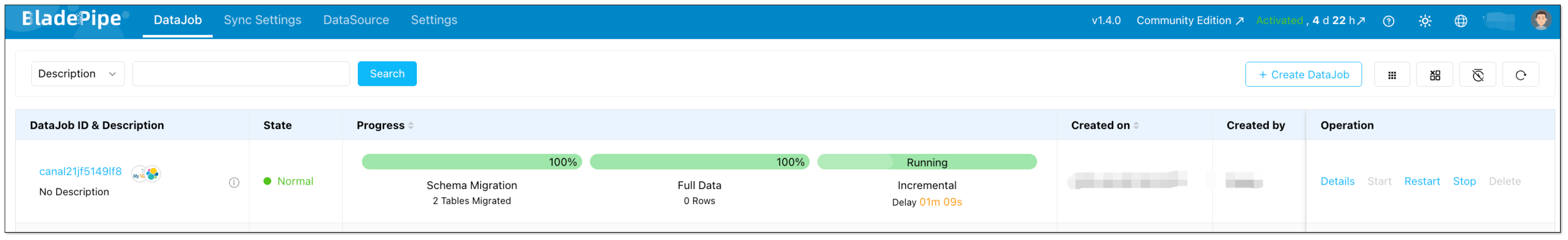 BladePipe pipeline stages: schema migration, full load, incremental sync