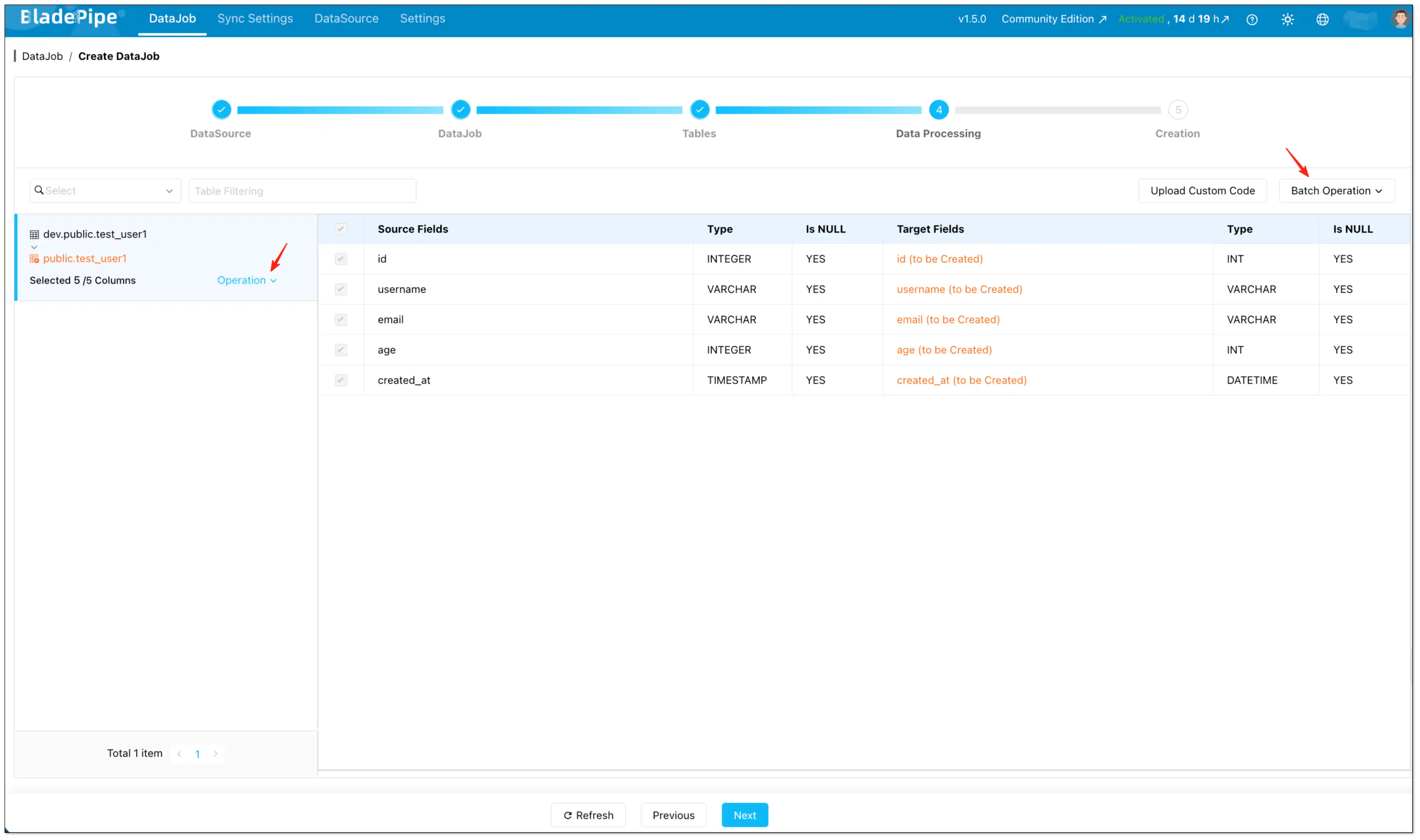 Configure the Incremental Field for Redshift to MySQL Scheduled Scan
