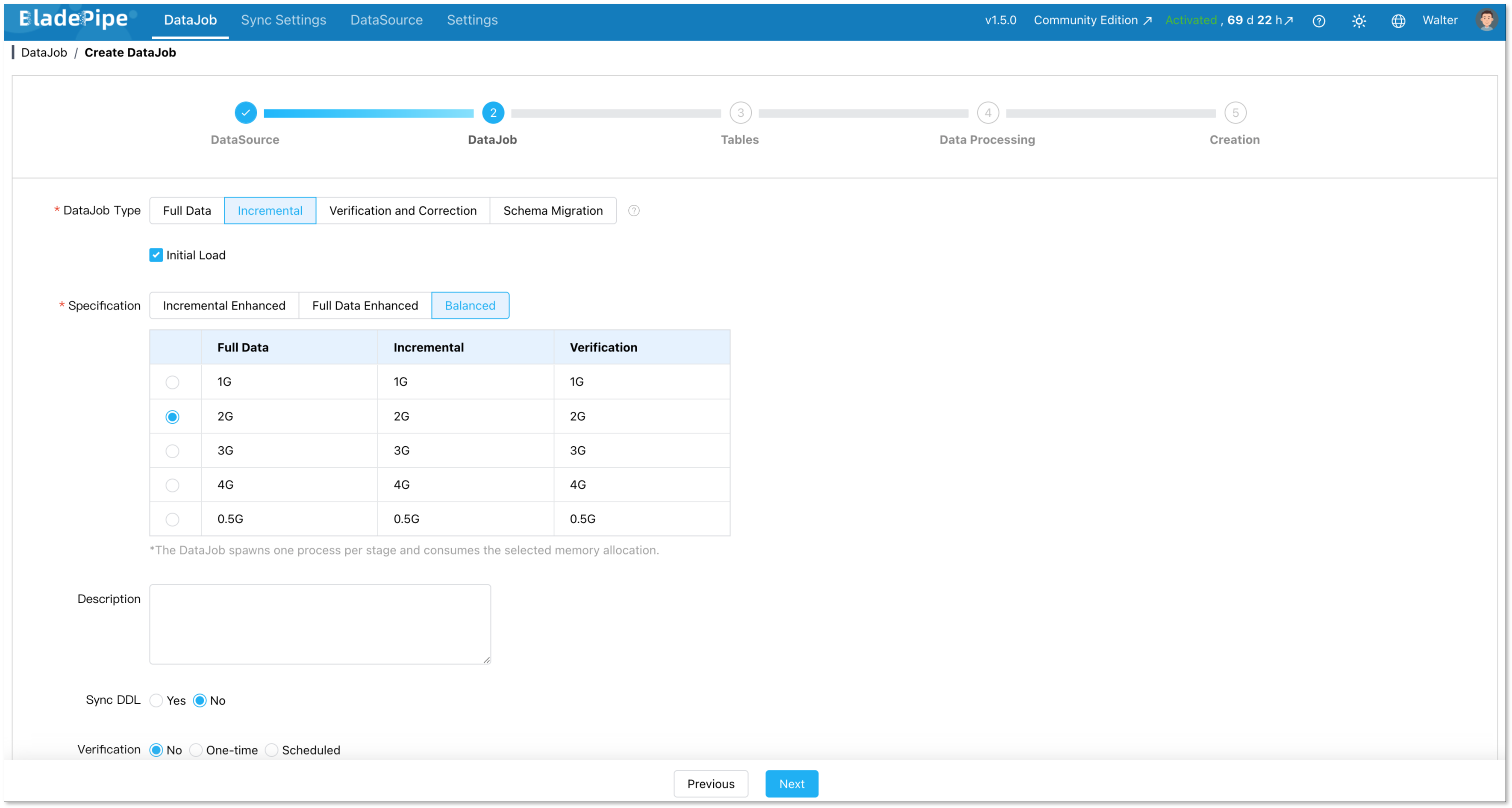 select datajob type