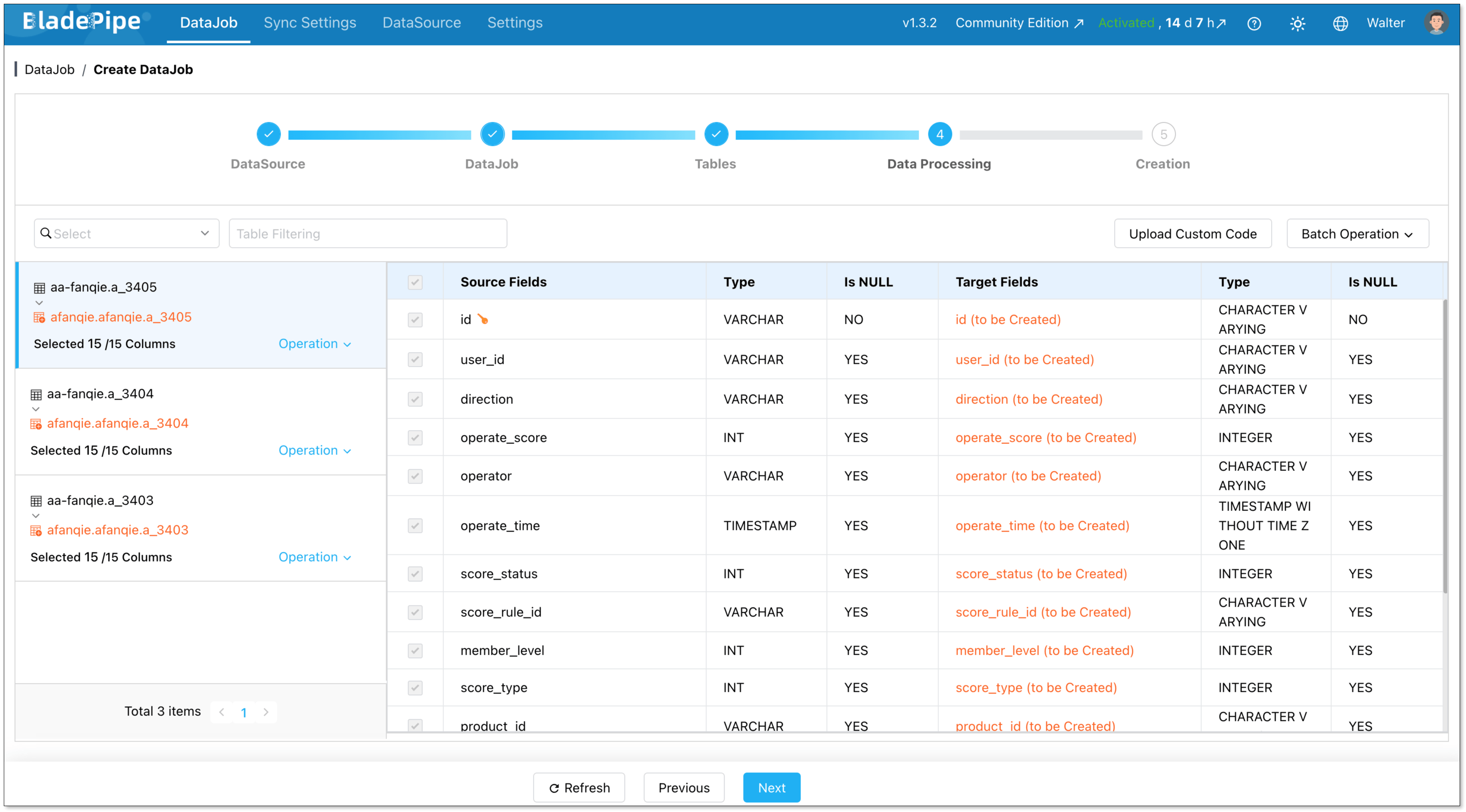 Select Columns for Data Integration