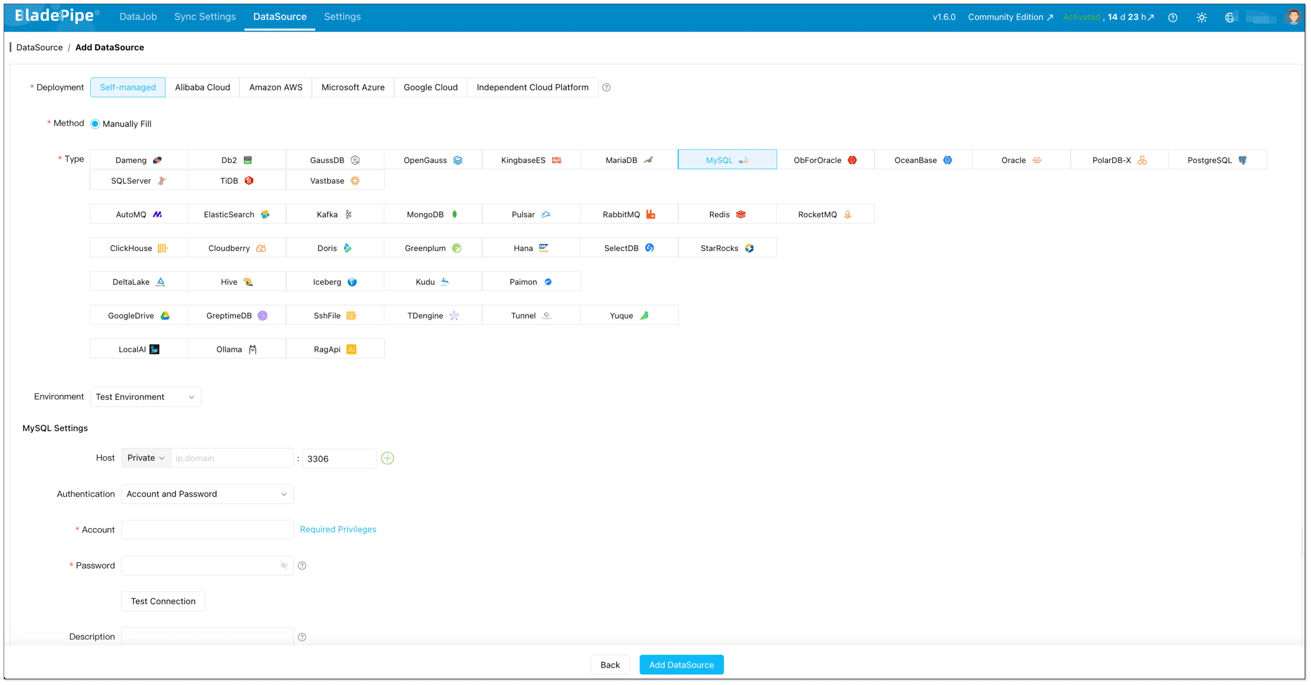 add mysql as data source